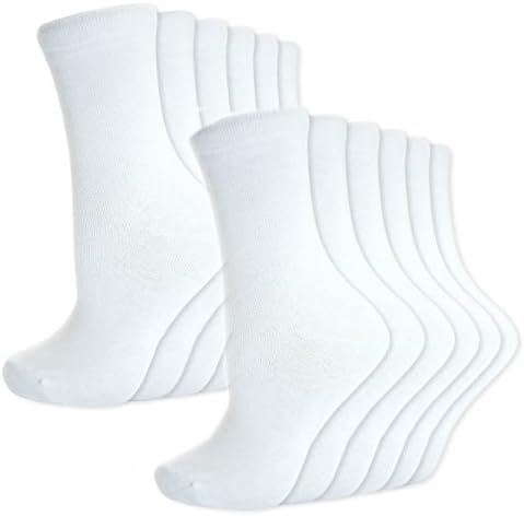 BAY6 6 Pairs Kids Back To School Plain Uniform Socks - 4 Packs - White Size 9-12