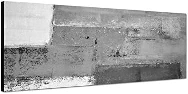 Stretcher Frame Panorama Black / White 150 x 50 CM Abstract Painting Grey Brown