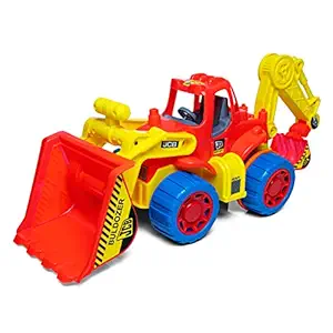 HALLSTATT Heavy Duty Unbreakable Jumbo Big Size Non Electric Loader Backhoe Long Vehicle Best Toy Gift for Toddlers Kids and Boy Crane Bulldozer Excavator Toy Size ? 67*16*20cm