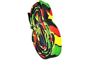 Knock On Wood Padded Cotton Djembe Strap, 4.4m Length, Rasta Design, Carries Drum on 2 Shoulders
