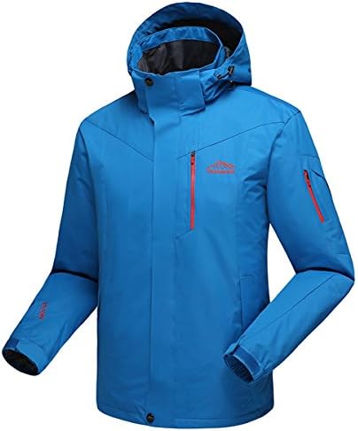 Ddstar Men's Fall Coats Ski Jacket Softshell Fleece Jacket Mountain Sportswear Waterproof Jacket Hooded Windproof Raincoat blue XL+