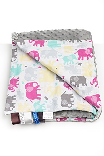 1buy3 MINKY Babydecke gefüttert |Plüschdecke |Krabbeldecke |Kuscheldecke 75 x 100 cm (41. Grau + Elephanten) - 4