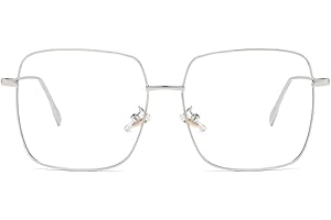 Dollger Blaulichtfilter Brille für Damen Herren Blaue Licht Blockieren Brille Square Metall Großer Rahmen Brille Anti Blaulicht PC TV Gaming