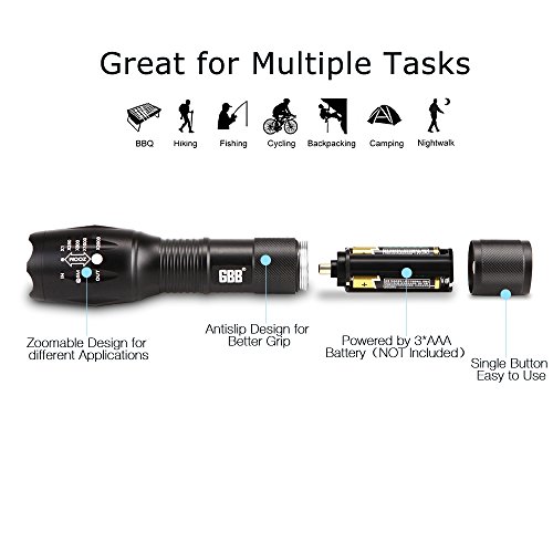 GBB Taschenlampe LED 1000 Lumen Cree LED Superhelle Power Lampe, schwarz - 3