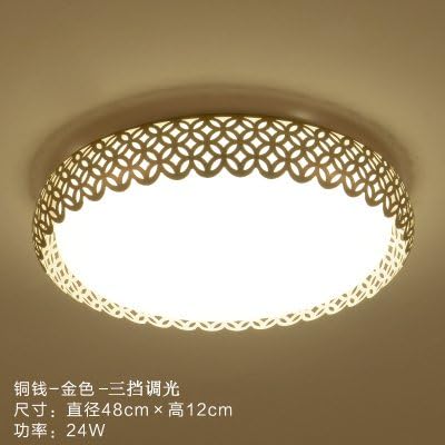 yxhflo Round bedroom light minimalist modern room lightsLedThe warm living room study restaurant ceiling Light Dimmer,Coins-Gold-Third Gear dimming