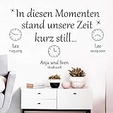 Wandtattoo In diesen Momenten Stand unsere Zeit kurz still mit Ihren Wunschdaten/Gold / 80 cm Höhe x 123 cm Breite