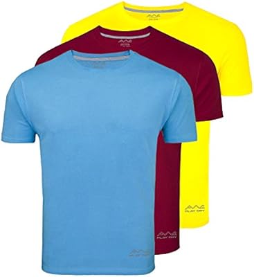 AWG Men's Dryfit Polyester Round Neck Half Sleeve T-shirts - Pack of 3