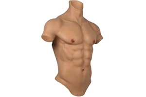 XSWL Pecho de Silicona Masculino Pecho Realista de Silicona para Hombre Traje de Medio Cuerpo para Cosplay Maquillaje Accesorios de Halloween Músculo Falso Masculino Shaper Más Fuerte