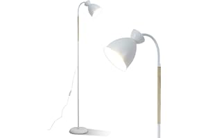 ‎AMDELNE Amdelne Stehlampe Weiß Wohnzimmer Giraffe, 360° Verstellbar Stehleuchte E27 Fassung max. 60W, Metall Sofa Leselampe Höhe 159cm, Moderne Standleuchte für Schlafzimmer Arbeitszimmer, ohne Leuchtmittel