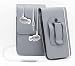 Produktbild Grau / Grey HTC Desire 320 Gürteltasche Handy Holster mit magnetischem Verschluss aus PU-Leder Schützhülle Cover mit sicherem Gürtelclip und 3,5mm Stereo-In-Ohr-Kopfhörern von Gadget Giant®