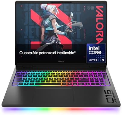 HP OMEN MAX 16-ah0001sl, Notebook, Intel Core Ultra 9 Processor, 32GB RAM, 1TB SSD, Display 16' 2K 240Hz, NVIDIA RTX 5080 16GB, TNR Privacy Cam, 3 Mesi di PC Game Pass Inclusi, Windows 11, Nero