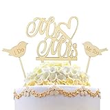 Enthält:1x Mr & Mrs mit Herz Cake Toppers, 1x I DO Cake Topper und 1x Me Too im Liebesvögel Design