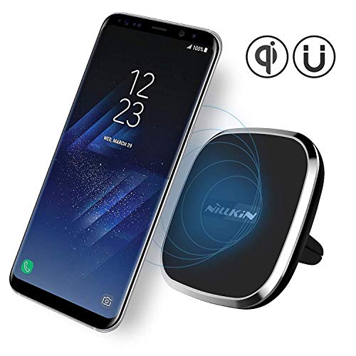 Nillkin Cargador inalámbrico para automóvil, cargador de teléfono inalámbrico 2 en 1[giratorio] Con soporte para carro magnético para iPhone XS/XS Max/XR/X/8/8 Plus,Galaxy S10/S10+/Note 9/S9/-Modelo A