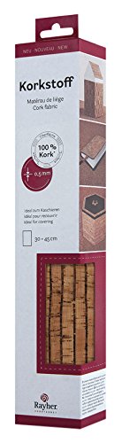 RAYHER 63014000 Korkstoff Streifen, 45 x 30 cm gerollt, 0,5 mm, Box 1-Rolle, natur / schwarz, 3,3 x 0,6 x 0,5 cm