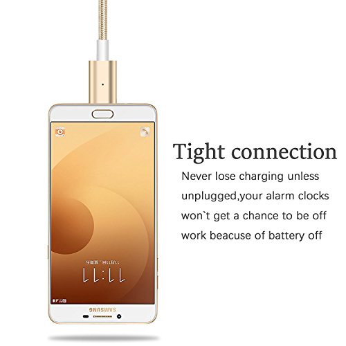 Magnetische Mrico USB Ladekabel Datenkabel, TUOYA 1 M Micro USB Magnet Ladekabel Kabel Charger Lade Kabel Netzteil Adapter High Speed Sync und Schnellladekern mit LED Statusanzeige für Android Smartphones, Samsung Galaxy S7 Edge S7 S6 S5, HTC, Sony, Nexus und mehr (Gold) - 4