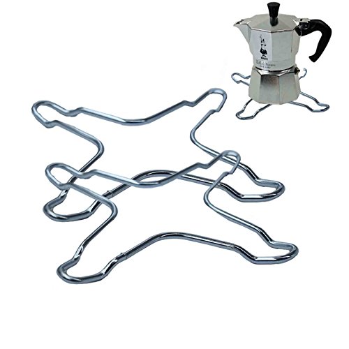 TOME (2Pcs) verchromt Metall Herd Top Kaffeemaschine Moka Trivet Topf Stand Kochherd Kochtopf Topf Herd Trivet Für Moka 3cup 6cup 9cup 12cup