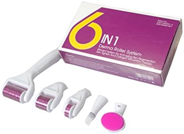 Lucky staryuan ® 6In1 Body Face Eye Microneedle Roller Acne Anti-Aging Micro Needles Derma Roller (12needle+300needle+720needle+1200needle, White Purple)