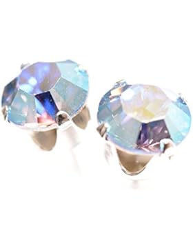 pewterhooter 925 Sterling Silber Ohrstecker Ohrringe handgefertigt mit Aurore Boreale Sapphire Kristall aus SWAROVSKI®.