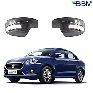 BBM Side Mirror Heavy quality plastic Silver Chrome Cover for Maruti Suzuki Swift Dzire 2017 2018 2019 2020-Set of 2 Pcs With Indicator Cut