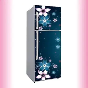 JNM Enterprse Abstract Decorative Pink Flower Vinyl Fridge Cover Wallpaper Poster Adhesive Vinyl Sticker Fridge wrap Decorative Sticker (PVC Vinyl Covering Area 60cm X 160cm )