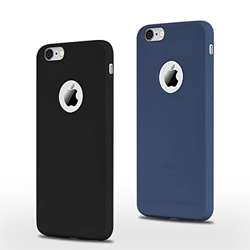 2 x Funda iPhone 6 Plus   6S Plus  SpiritSun Soft Carcasa Funda Dise  o Mate Opaco Ultrafina TPU Bumper para iPhone 6 Plus   6S Plus  5 5 pulgadas  Suave Silicona Piel Carcasa Ultra Delgado y Ligero Goma Flexible Anti-ara  azos Anti Golpes Parachoques Protectora Carcasa - Negro   Azul Marino