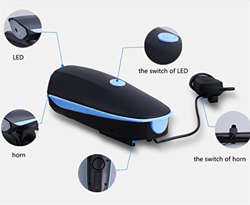 NuoYo LED Fahrradlampe Set mit klingel Fahrradhorn Fahrradhupe mit 2 Tönen,Fahrradlicht,Fahrradbeleuchtung Set,Frontlicht und Rücklicht Wiederaufladbare,1200 Decibel Horn,3 Lichtmodi,Super Energiespar,Ausgestattet mit EU-standard-Ladegerät,Schwarz(Rot-weiße Rückleuchten) - 4