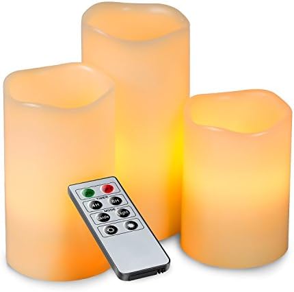 MAVIE Flameless LED Candles Light, 3 Pack Emulational Smokeless Candles Lights Warm White for Wedding, Church, Party, and Decoration (Warm White)