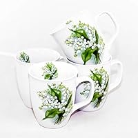 Tassen - 4er Set - Maiglöckchen, ca. 0,4 Liter, Keramik