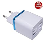 Mega Boost Hi Speed - Smart Wall Charger 4 USB (2.1 A / 1.0A / 1.0A/ 1.0A) Adaptor for Samsung OnePlus Lenovo Xiaomi Motorola Asus Honor Intex Oppo Cool pad gionee HTC Vivo Micromax data wind LeEco Lava LYF Spice Blackberry Mobile Power banks Mp3 Players Android Mobile Phone / Apple IPhone, IPad, IPod, windows series Mobile phones, Tablets, MP3 Players etc-EZ049(White) RS.349 (65.00% Off) - Amazon