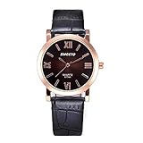 Modische Armbanduhr. Noopvan Damen-Armbanduhr X46 Quarzuhr mit Lederband Farbe Licht Einzigartig Einfache Casual Quarzuhr Klassische Armbanduhr Antik one size fits all coffee