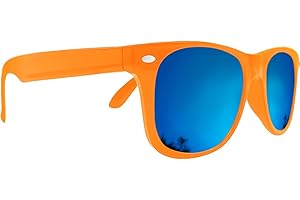 Mustavo Kids Childrens Blue Mirror Sunglasses Gloss Finish 100% UV400 Protection Fashion Glasses Fun Vibrant Colours For Ages 3-9 Years Old Boys Girls…