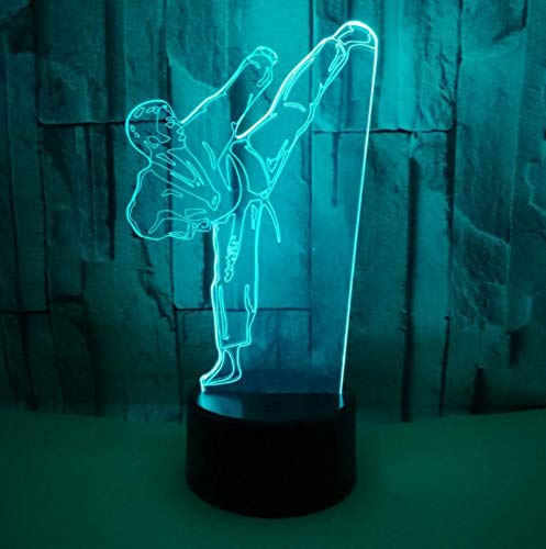 Preisvergleich Produktbild LIUJINHAI Schlafzimmerbeleuchtung Dekoration kreative 3D LED visuelle Steigung Karate Schreibtischlampe USB Taekwondo Styling Nachtlicht Geschenk Kinder