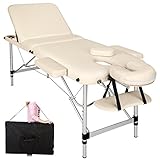 TecTake Table de massage pliante aluminium cosmetique lit de massage portable noir + housse de transport