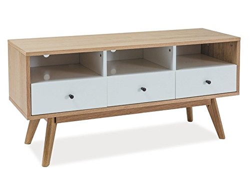 Preisvergleich Produktbild Lowboard 'Scandic TV' Tv Board Holzregal Eiche Weiß