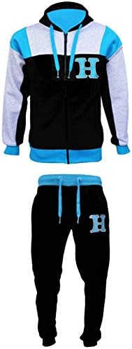 SA Fashions® Mens Training Tracksuit HNL PROJECTION Hoodie Joggers Suit Top Bottom Contrast Sweatshirt Zip Brushed Football Boxing Running Workout GYM S-XL (UK SIZE XL, Black Turquoise &amp; Silver (H))