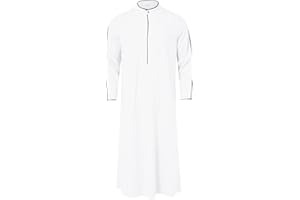 Risaho Herren Kaftan Thobe Langarm Roben mit Stehkragen Muslimisches Kleid Kaftan Gewand Arabisch Gebet Eid Kleidung