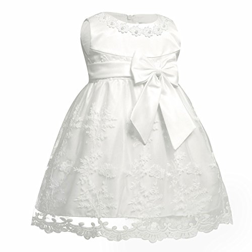 iiniim Baby Mädchen Prinzessin Kleid Blumenmädchenkleid Taufkleid Festlich Kleid Hochzeit Partykleid Festzug Babybekleidung Gr. 68-92 Ivory 68-74 / 6-9 Monate - 2
