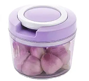 VNS Premium Quality 750ml Handy Chopper for Vegetables/Onion/Food/Garlic/Chilli/Salad/Dry Fruit Cutter/Dicer with 3 Steel Blade and Pull Cord Technology (Purple)