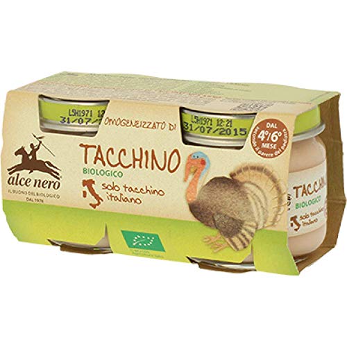 Alce Nero - Omogeneizzato Tacchino Bio, 2 Vasetti x 80 Grammi