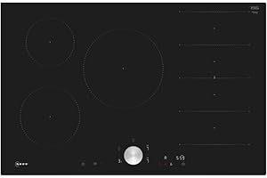NEFF T68FTV4L0 płyta indukcyjna N90, samowystarczalna płyta grzewcza z ceramiki szklano-ceramicznej, szerokość 80 cm, Twist Pad, Flex Induction, Home Connect, Smart Hood Automatic, bez ramy, czarna
