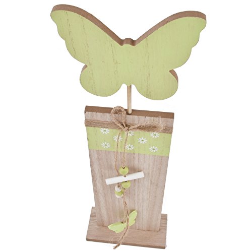 Steele Schmetterling Deko Objekt Holz 44x14x6cm natur grün Landhaus Design - 2