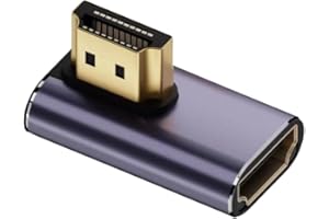 Alchemy Collectives HDMI 2.1 Right Angle Adapter, 90 Degree Left Male to Female, 8K 60Hz 4K 144Hz, Aluminium Alloy with Gold Plated Connectors