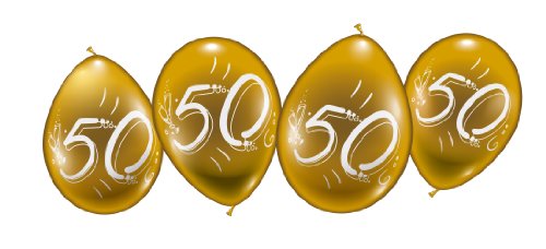 Karaloon 30014-g - 8 Ballons, Zahl 50, gold