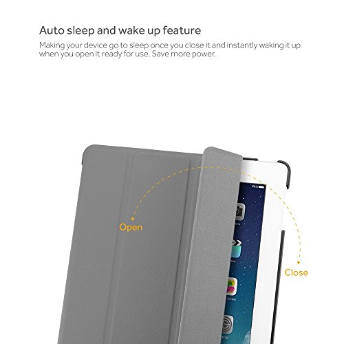 EasyAcc GOLD iPad 4 Hülle Schutzhülle Etui Tasche für Apple iPad 2/3/4 Smart Case Cover mit eingebautem Magnet für Einschlaf/Aufwach – Grau - 6