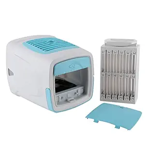 Air Conditioner, Adjustable Speeds LED Colorful Light USB Mini Air Conditioner, for Office Home(Sky Blue, Insect)