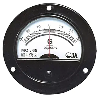 Om Meters MO-65 Round Moving Coil Analog Panel Meter 30-0-30 Galvanometer (Black) (80mm)