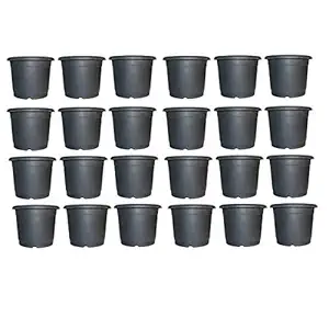 Synergy Plast Plastic Pot, Black, 6 inch, 24 Pieces