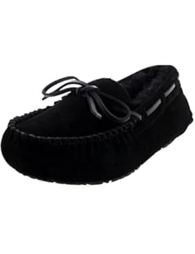 Damen Mokassins Real Wildleder Australian Sheepskin Pelz Halbschuhe Hausschuhe