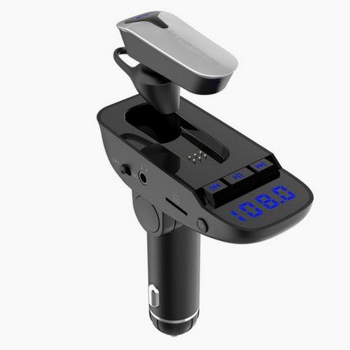 [2018] T3MCO Ultimate FM Transmitter With Bluetooth Headset FM Transmitter Car Fast Charge USB Port AUX Memory Card Slot #1 Handsfree Bluetooth Car Device
