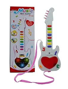 StarsOne Plastic Musicale Mini Guitar Instrument with Sound & 3D Lighting Learning Toy for Kids, Multicolor